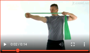 Bilde av øvelsen "Pil og bue med strikk" (4) - Klikk for å se videoinstruksjon på Exorlive.com sine egne sider