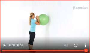 Bilde av øvelse for  rulle en ball mot veggen. Alternativ 2 til planken på knærne - tærne (9) - Klikk for å se videoinstruksjon på Exorlive.com sine egne sider