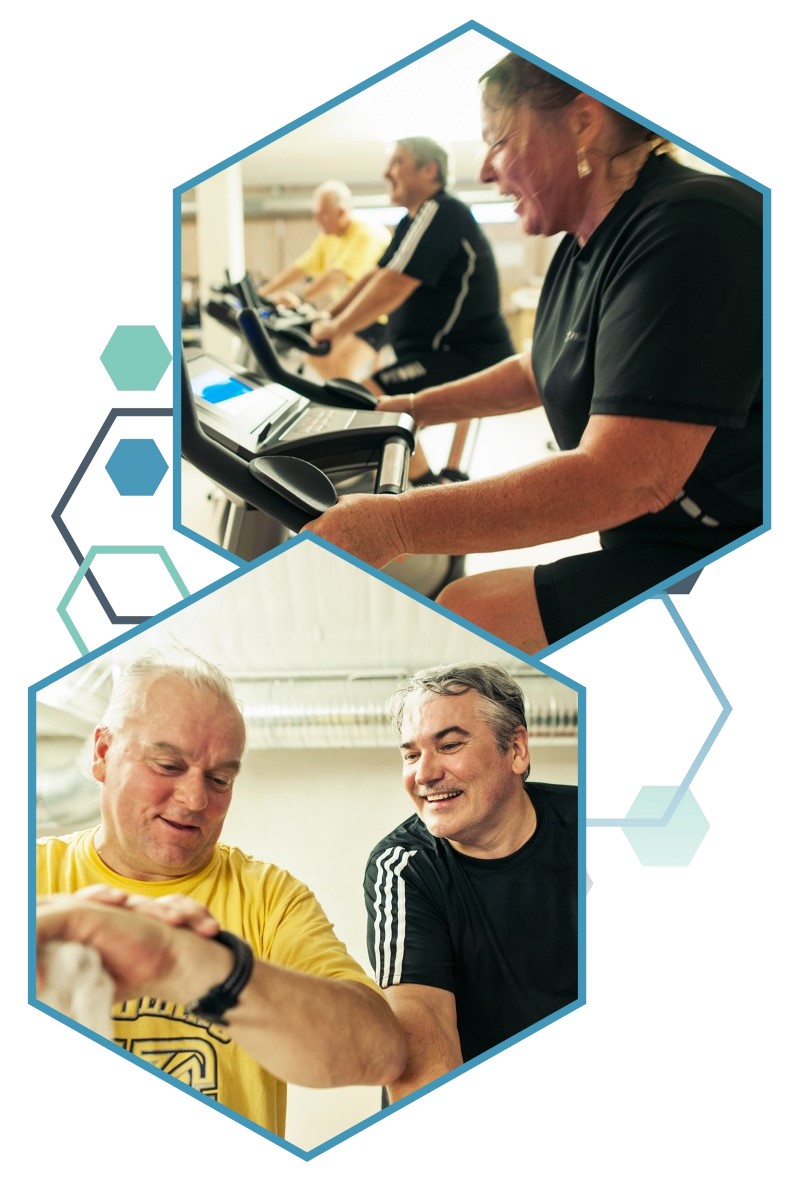 Grafisk illustrasjon av trening og aktivitet ved Evjeklinikken Grafisk illustrasjon av trening og aktivitet ved Evjeklinikken